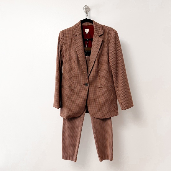 a new day Jackets & Blazers - A New Day Winter Preppy Chic Plaid Blazer Jacket w/ Ankle Pants Brown Red XS‎ 4